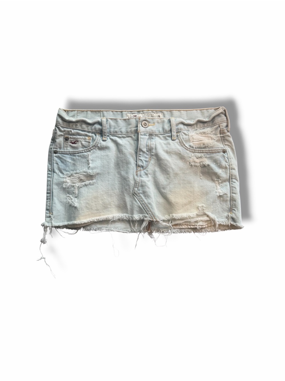 Hollister Light Wash Distressed Denim Mini Skirt